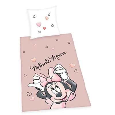 Abbildung von Herding Disney&#039;s Minnie Mouse Bettwäsche Set, Kopfkissenbezug 80 x cm, Bettbezug 135 200 Mit leichtläufigem Reißverschluss, 100% Baumwolle/Renforcé