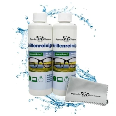 Abbildung von PandaCleaner Nachfüll Set 500ml Brillenreiniger 2 x 250ml Nachfüllflasche + Brillenputztuch ohne Alkohol antibeschlag streifenfrei Auch für Displays, Monitore, Visiere geeignet