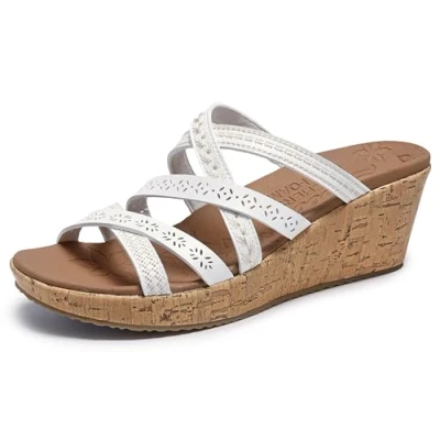 Abbildung von Skechers Damen Beverlee Tiger Posse Keilsandale, Weiss/opulenter Garten, 41 EU
