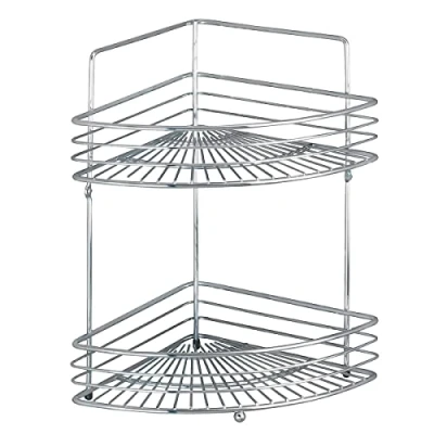 Abbildung von WENKO Bad Eckwandablage Mod. Milano für Pflegeartikel und Badaccessoires mit 2 Etagen Massive Qualität Maße 31,5 x 37 22,5 cm Farbe Chrom