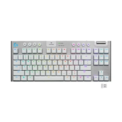 Abbildung von Logitech G915 LIGHTSPEED TKL kabellose mechanische Gaming Tastatur ohne Ziffernblock, Taktiler GL Tasten Switch mit flachem Profil, US QWERTY Layout Weiß