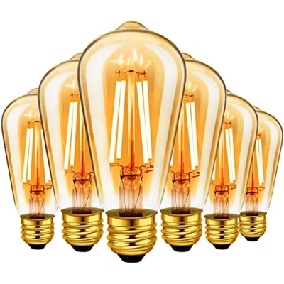 Abbildung von LVWIT Edison Vintage Glühbirne E27 ST64 6.5W, 685LM, 2500K Warmweiß Ideal für Nostalgie und Retro Beleuchtung im Haus Café Bar (6er Pack)