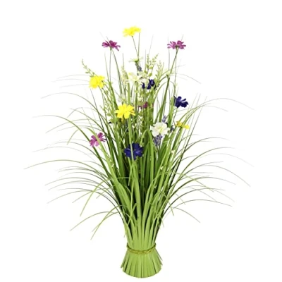 Abbildung von Gras Deko mit Cosmea künstlich Grasbusch Blüten Bund stehend Stehgras Grasbündel Dekogras Pflanzen Ziergras Osterdeko Frühjahr Kunstblume Kunstpflanze Blume Zimmerpflanze Grünpflanze Frühjahrsdeko