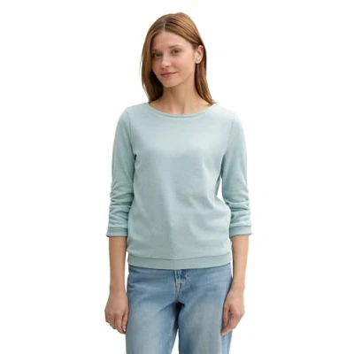 Abbildung von TOM Tailor Denim MIT 3/4 ARM Sweatshirt, Damen, Größe: Small, Tourmaline melange