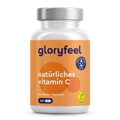 Abbildung von Natürliches Vitamin C 240 vegane Kapseln 400mg reines hochdosiert Aus Acerola und Hagebutten Extrakt 4 Monatsvorrat Laborgeprüft, ohne Zusätze in Deutschland hergestellt