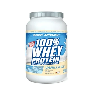 Abbildung von Body Attack 100% Whey Protein Hydrolysate Ultra filtriertes (Vanilla Ice, 900g)
