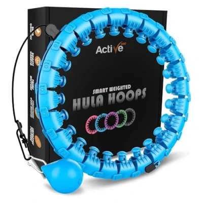 Abbildung von K MART Smart Hula Ring Hoops, Gewichteter Circle 24 Abnehmbarer Fitnessring mit 360 Grad Auto Spinning Ball Gymnastik Massage Erwachsene Fitness für Gewichtsverlust (Blau)