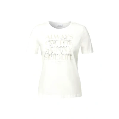 Abbildung von CECIL Damen B323071 Shirt mit Wording Artwork, Vanilla White, XL