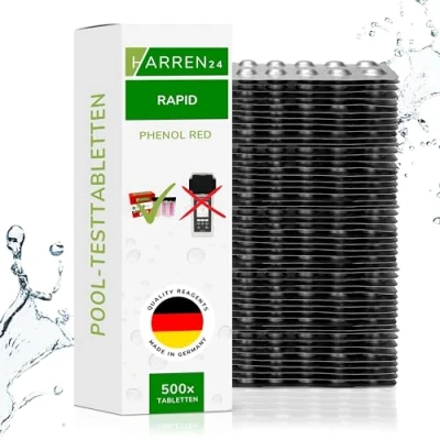 Abbildung von harren24 Rapid Testtabletten für Schütteltester, DPD 1 freies Chlor/DPD 4 Aktivsauerstoff/Phenol RED pH Wert, 50x, 100x, 250x, 500x, Wassertester (PH / 500 Tabletten)