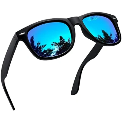 Abbildung von Joopin Rechteckige Sonnenbrille Herren Blau Verspiegelt und Polarisiert UV400 Vintage Damen Spiegel für Fahren Tourismus (Blau Schwarz)