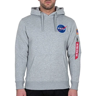 Abbildung von ALPHA INDUSTRIES Herren Space Shuttle Hoody Kapuzensweat Kapuzenpullover, Grey Heather, XXL