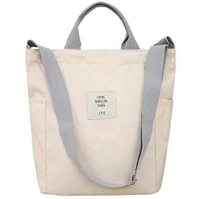 Abbildung von WANYIG Casual Handtasche Damen Chic Schultertasche Canvas Henkeltasche Schulrucksack Groß Umhängetasche Tasche Crossbody Bag Shopper (Weiß)