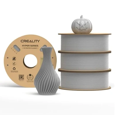 Abbildung von Creality Official Hyper PLA Filament Grau 4KG, 3D Drucker für Hochgeschwindigkeitsdruck, langlebig und widerstandsfähig, glatt, Überhang Leistung Maßgenauigkeit +/ 0.03mm, 4 Rollen