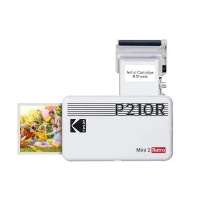 Abbildung von KODAK Mini 2 Retro 4PASS Mobiler Fotodrucker (5,3x8,6cm) Weiß