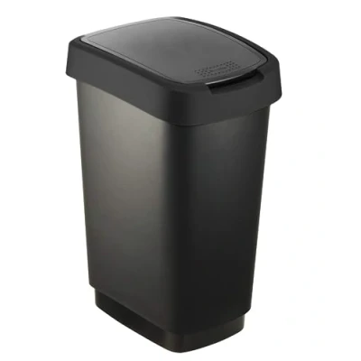 Abbildung von Rotho Salsa Mülleimer 25l mit Deckel, Kunststoff (PP) BPA frei, schwarz recycelt, (33.3 x 25.2 47.6 cm)