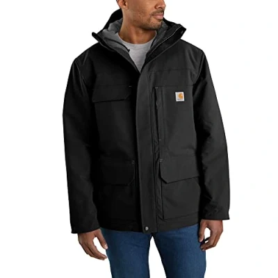 Abbildung von Carhartt Men&#039;s Super Dux Relaxed Fit Insulated Traditional Bonded Chore Coat, Black, L