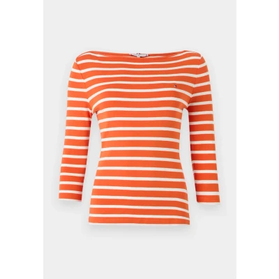 Abbildung von Tommy Hilfiger NEW CODY SLIM BOAT Langarmshirt, Damen, Größe: XXS, Classic breton orange/ecu