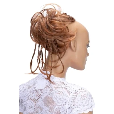 Abbildung von CAISHA XXL Haarteil Haargummi Daisy Dutt Hochsteckfrisuren Mit Geflochtenen Zöpfen Gewellt Kunstfaser Hitzebeständig DM17cm Hellbraun G15D