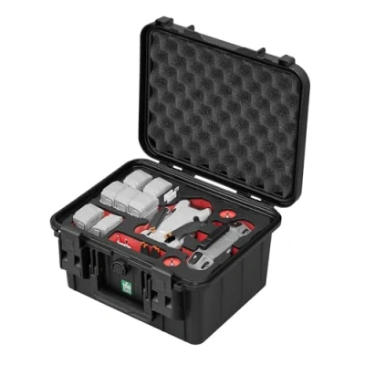 Abbildung von TomCase Drohnenkoffer „Travel Edition für DJI Mini 4 Pro Fly More Combo, Standard oder RC 2 Controller, wasserdichter ECO Schutzkoffer Made in Germany