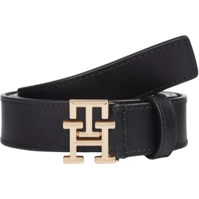 Abbildung von Tommy Hilfiger Damen Gürtel Logo 2,5 cm Ledergürtel, Schwarz (Black), 70