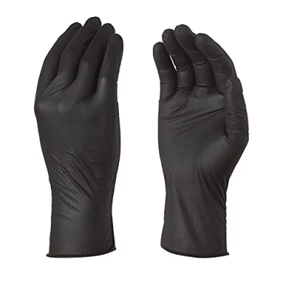 Abbildung von TouchGuard Einweghandschuhe, Nitril, sensitiv, puderfrei, Box mit 100 Stück, Größe S, Schwarz