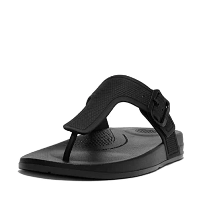 Abbildung von Fitflop Damen Iqushion Zehensteg Flache Sandale, Schwarz, 43 EU