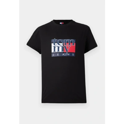 Abbildung von Tommy Jeans SLIM FLAG TEE Tshirt print, Herren, Größe: 44, Black