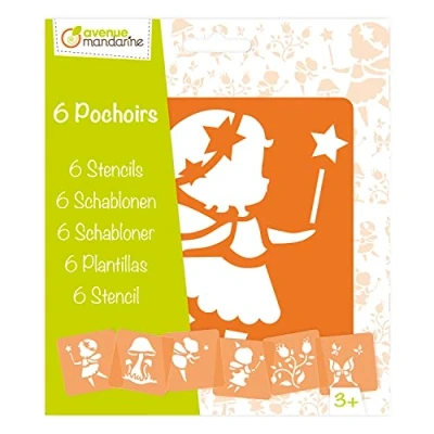 Abbildung von Avenue Mandarine 42839O Set (mit 6 Schablonen, 15 x cm, geeignet für Kinder ab 3 Jahre, Filz und Farbstifte, Farben oder Farbbomben, Feen) 6er Pack