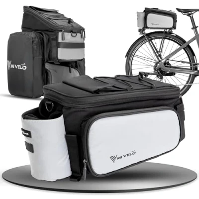 Abbildung von MIVELO Fahrradtasche für Gepäckträger Gepäckträgertasche hinten Umhängetasche erweiterbar auf 20L Gepäcktasche Fahrrad wasserabweisend (Vollreflektierend)