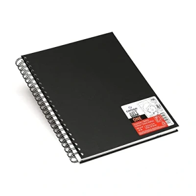 Abbildung von CANSON Art Book One, Skizzenbuch, Leichte Körnung, 100g/m², an der langen Seite Spiralgebundenes Buch, Hardcover, 21,6 x 27,9 cm, Weiß, 80 Blatt