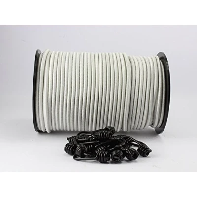 Abbildung von 8mm Expanderseil weiß 20m + 10 Spiralhaken Gummiseil Planenseil Haken Seil
