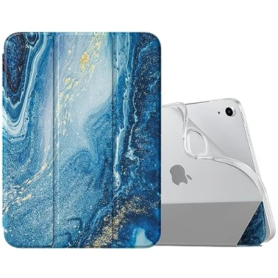Abbildung von MoKo Hülle für iPad 10. Generation 2022, 10,9 Zoll TPU Transluzent Matt Rückseite Cover mit Auto Schlaf/Aufwach Tablet Hüllen Schutzhülle Ständer, Vergoldend
