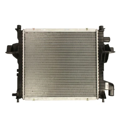 Abbildung von NRF 50569 Kühler, Motorkühlung Aluminium 430 386 24 mit Anbauteilen Kühlrippen gelötet