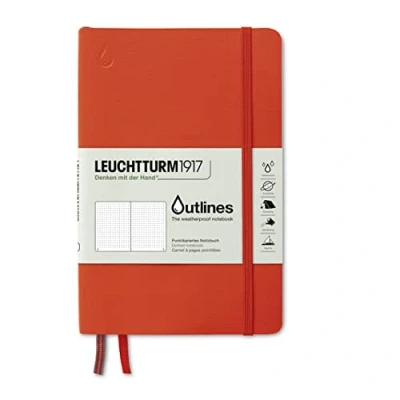 Abbildung von LEUCHTTURM1917 Outlines Notizbuch Paperback (B6+), Flexcover, 89 num. Seiten, 150 g/m² Seekartenpapier, Dotted, Wasserfest, Signal Orange