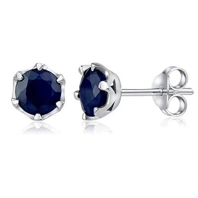 Abbildung von SILVEGO Damen Ohrringe aus 925 Sterling Silber mit echtem Saphir 6 mm Ohrstecker