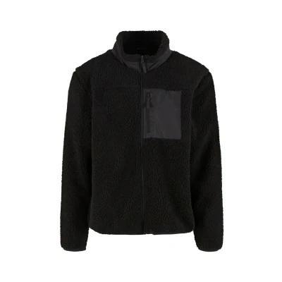 Abbildung von Urban Classics WITH Stand UP Collar Fleecejacke, Herren, Größe: 3XL, Black