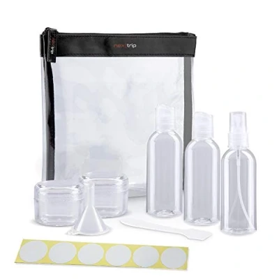 Abbildung von nextrip Kulturbeutel Transparent + Behälter für Flüssigkeiten Handgepäck Kosmetiktasche durchsichtig Flugzeug Reiseset Kosmetik Beutel Stickerset