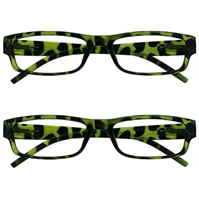 Abbildung von Die Lesebrille Unternehmen Grüne Schildpatt Leicht Komfortables Leser Wert 2er Pack Herren Frauen RR32 6 +3,00