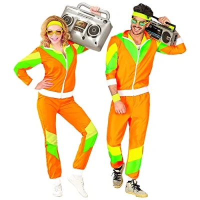 Abbildung von W WIDMANN Kostüm, 80er Jahre Trainingsanzug, Jacke und Hose, Assi Anzug, Proll Retro Style, Bad Taste Party, 80ties, Karneval