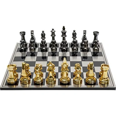Abbildung von Kare Design Deko Objekt Chess, Nickel/Gold, XL, Schachbrett, Schachfiguren, Schachspiel, 60x60 cm (L/B)