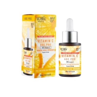 Abbildung von Victoria Beauty 10% Vitamin C Serum hochdosiert, Glow Gesichtsserum für eine strahlende Haut mit Anti Aging Wirkung, Vegan, hochwirksame Gesichtspflege, 30ml