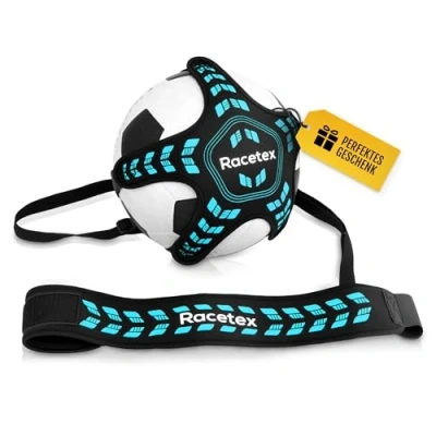 Abbildung von Racetex Fussballtrainer mit Schnur [EINSTELLBARE LÄNGE] Das perfekte Trainingsgerät für Fußballer Fussball Trainer Zubehör Vereinskicker Fußballtrainingsgürtel Geschenkidee