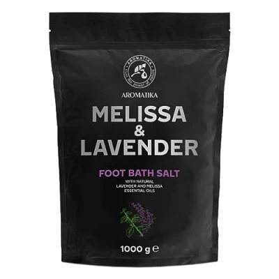 Abbildung von Fußbadesalz mit Meersalz und Ätherischem Lavendelöl &amp; Melissenöl 1kg/1000g Pediküre Badesalz Badezusatz Naturreinem Fußpflege für Müde Füße