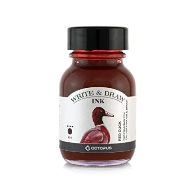 Abbildung von Octopus Write and Draw Ink 450 Red Duck, wasserfeste Tinte zum Schreiben und Zeichnen, Kalligraphietinte, lichtechte Zeichentusche für Füllhalter, rot, 50 ml
