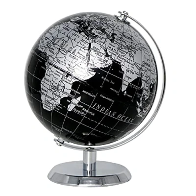 Abbildung von Exerz Metallisch Globus (Durchmesser: 14 cm) Pädagogisch/Geografisch/Dekoration Mit einem Metallfuß in Englischer Sprache (14CM Metallisches Schwarz)