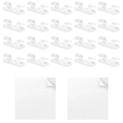 Abbildung von deleyCON 20x Kabelhalter Selbstklebend Kabelhalterung Kabelmanagement Kabelclips Kabelführung Kabel Organizer Kabelklemmen Kabelbefestigung Haushalt Büro Schreibtisch Sockelleiste AS Kunststoff Weiß