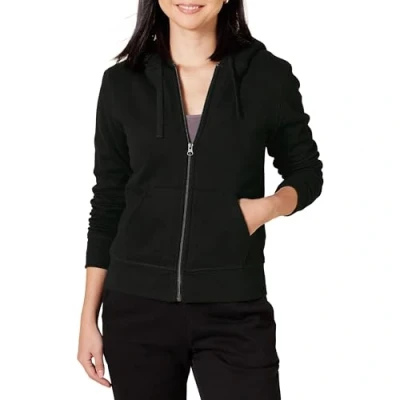 Abbildung von Amazon Essentials Damen Sherpa gefütterte Fleece Kapuzenjacke mit durchgehendem Reißverschluss (erhältlich in Übergröße), Schwarz, 4XL Große Größen