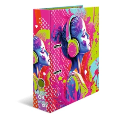 Abbildung von HERMA Ordner A4 Musik Mädchen, 7 cm breit, Kinder Ringordner mit Kunst Motiv, bunter Aktenordner Innendruck für Jungen und Mädchen
