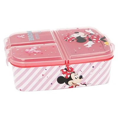 Abbildung von Minnie Mouse (Disney) 3 Fächer Kinder Sandwich Box Snack Dekorierte Lunch ,1 Stück (1er Pack), Maus Disney