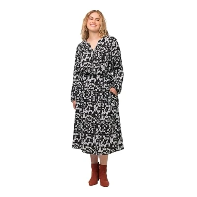 Abbildung von Ulla Popken Damen Allover Grafik Druck Kleider, schwarz, 42 44